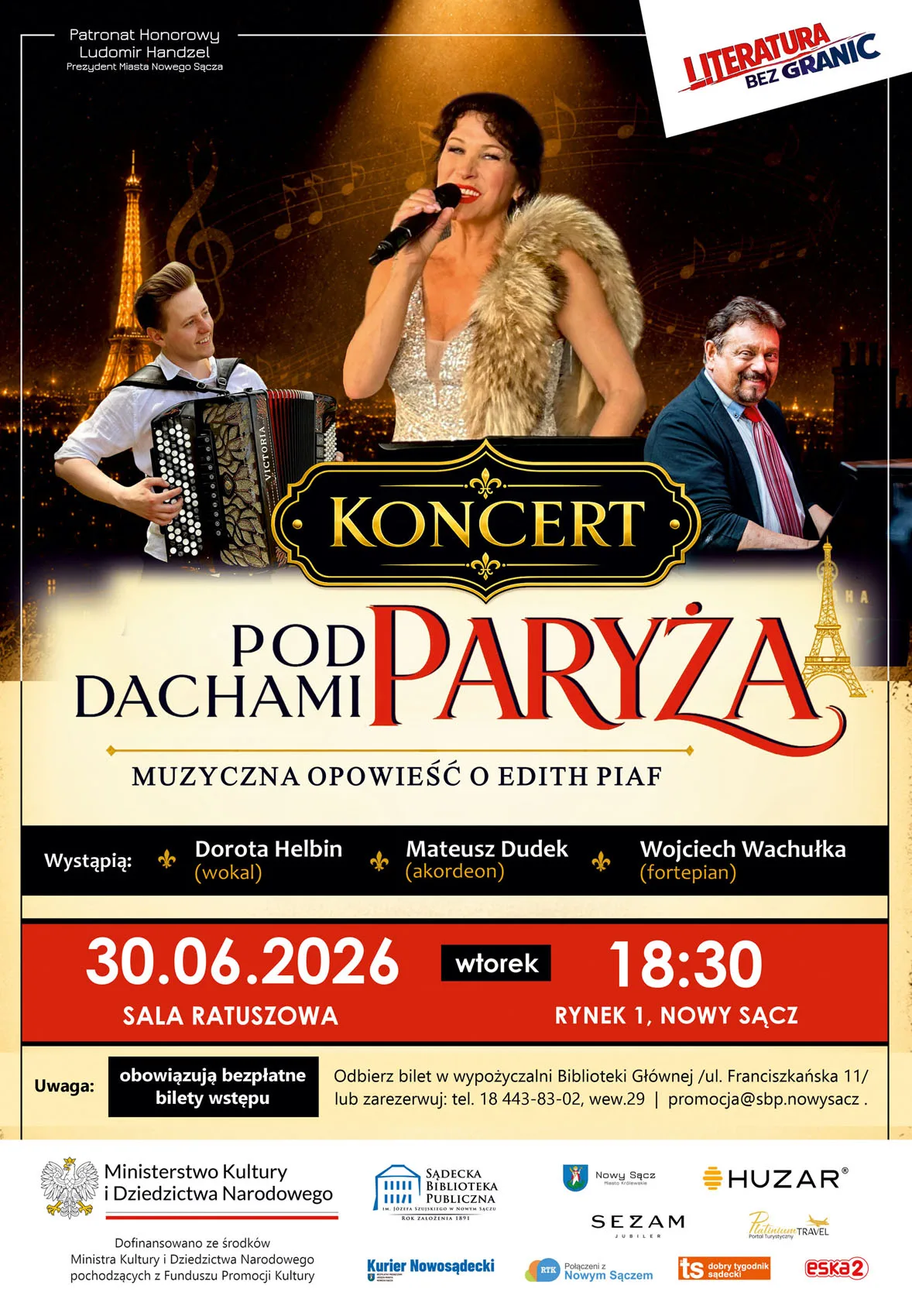 Koncert „Pod dachami Paryża. Muzyczna opowieść o Edith Piaf” w Nowym Sączu