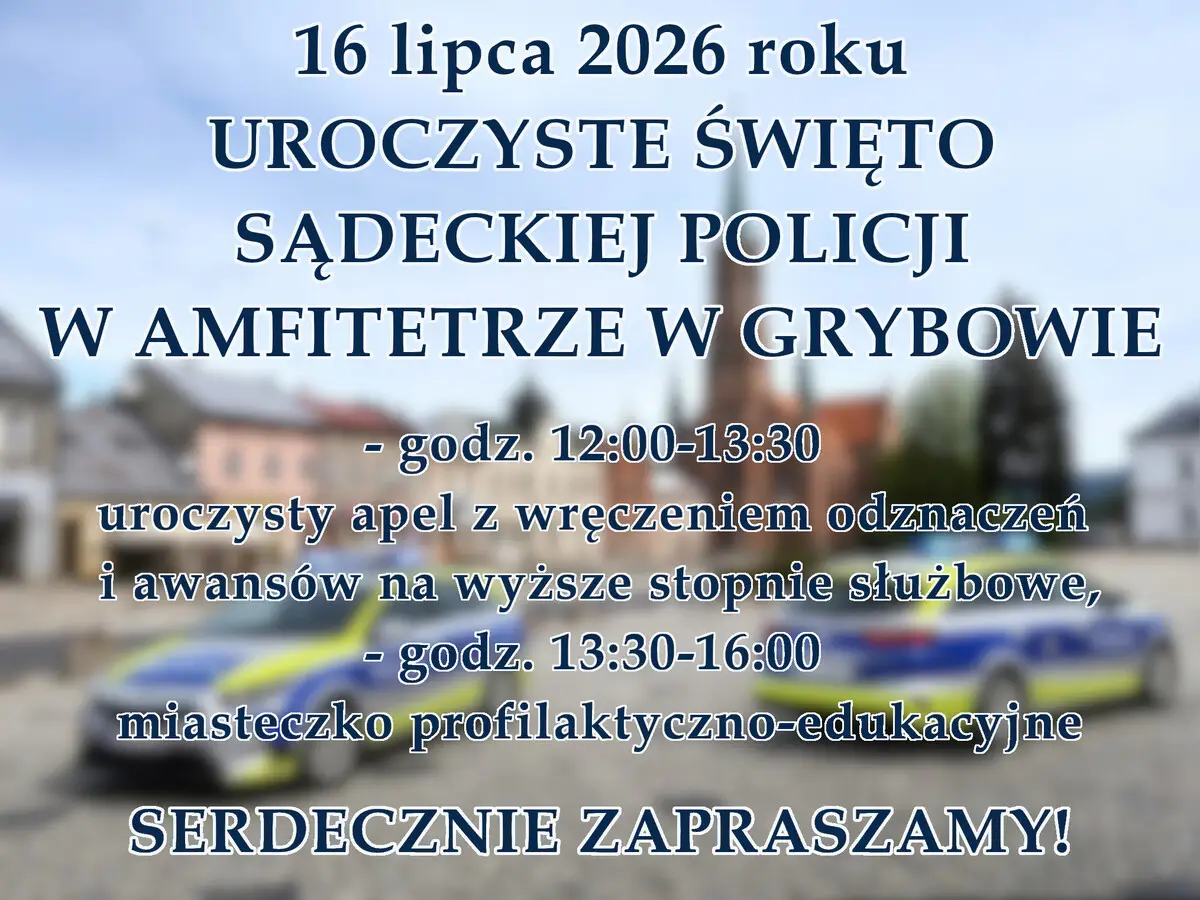Obchody Święta Policji w Grybowie zaplanowane na 16 lipca