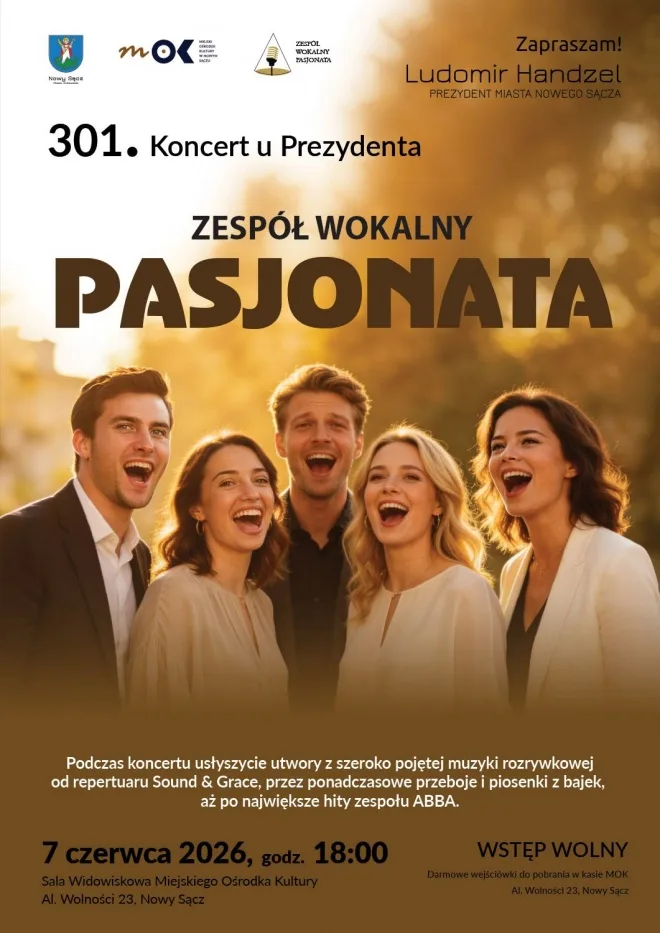 Zaproszenie na 301. Koncert u Prezydenta w MOK