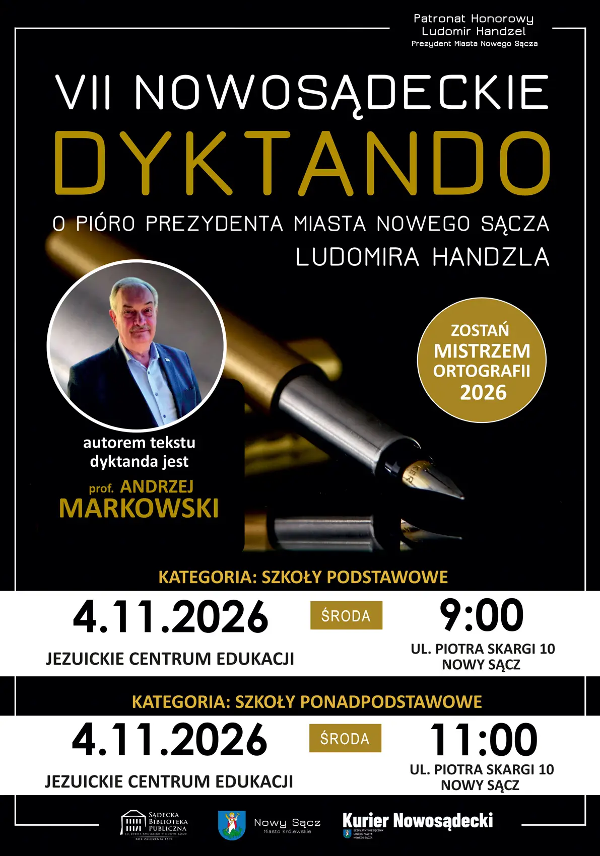 VII Nowosądeckie Dyktando o Pióro Prezydenta Miasta Nowego Sącza dla szkół